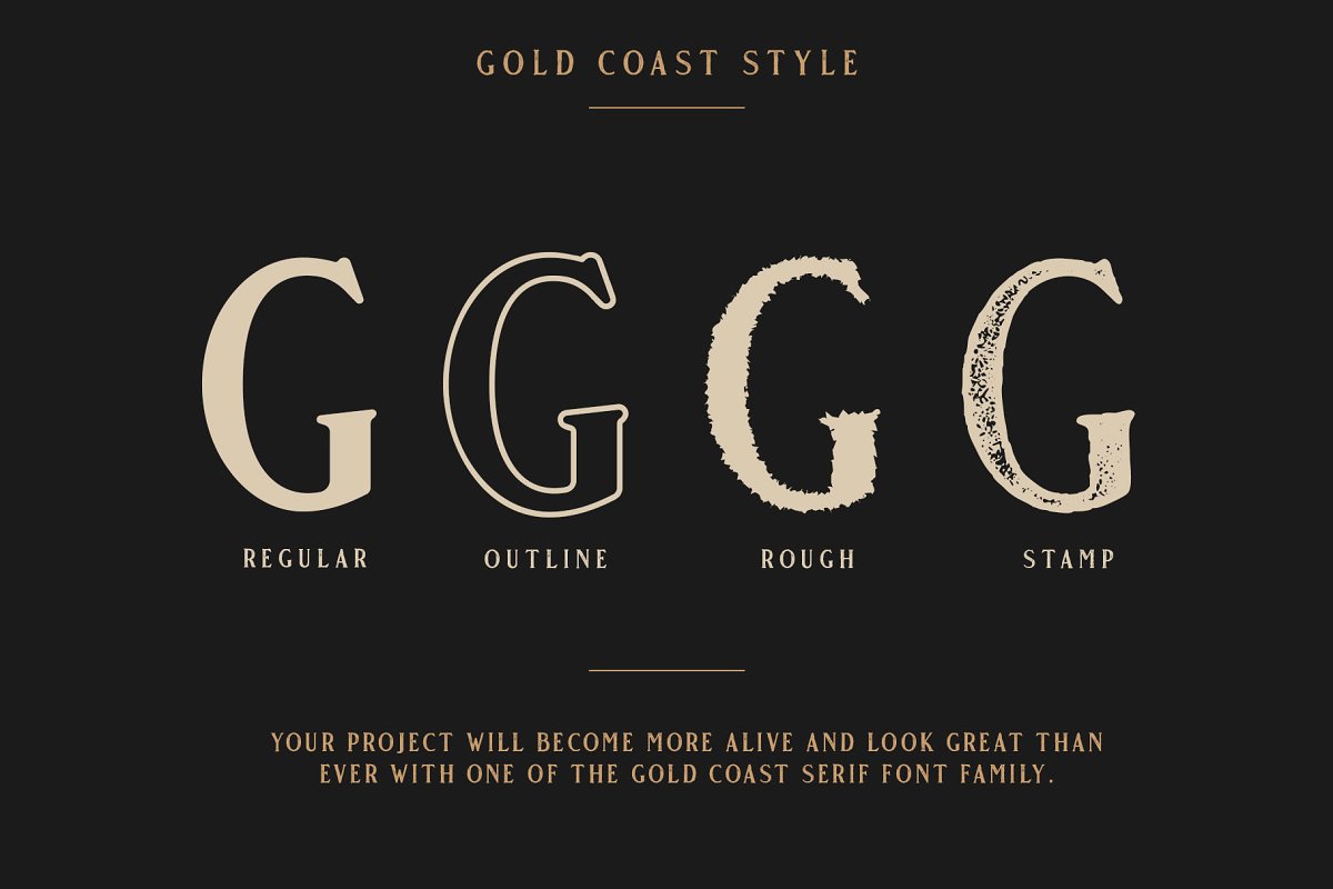 Przykład czcionki Gold Coast Outline